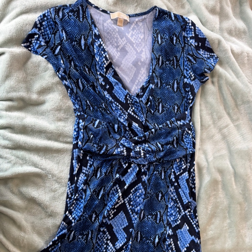 Blue Snakeskin Print Dress